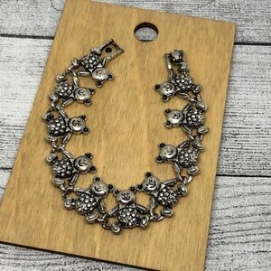 Retro  teddy bear metal chain linked bracelet
